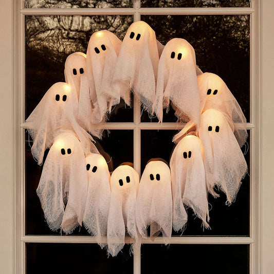 Spooky Light-Up Ghost Wreath