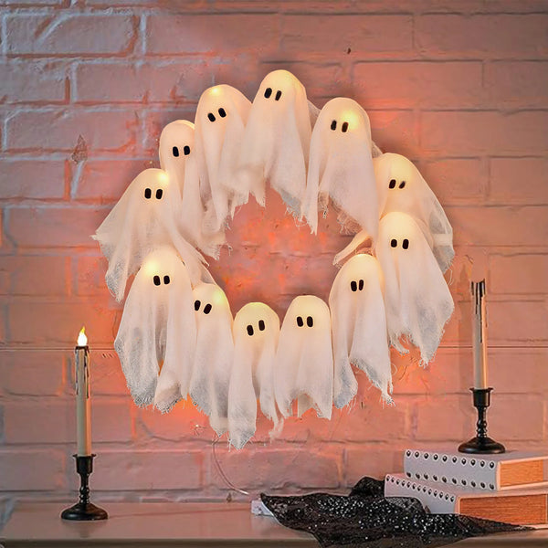 Spooky Light-Up Ghost Wreath